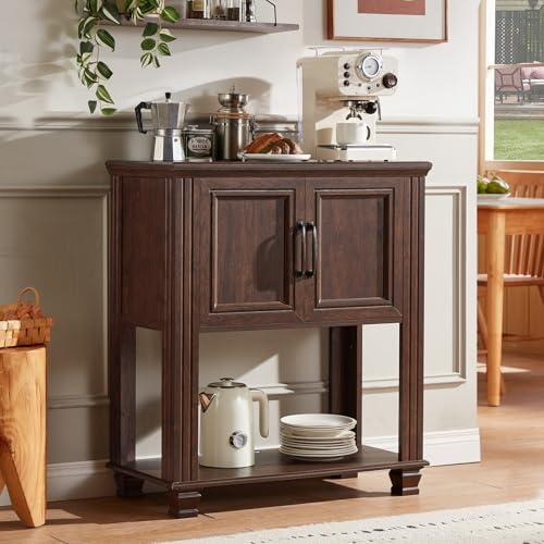 Farmhouse Coffee Bar Cabinet with Open Shelf