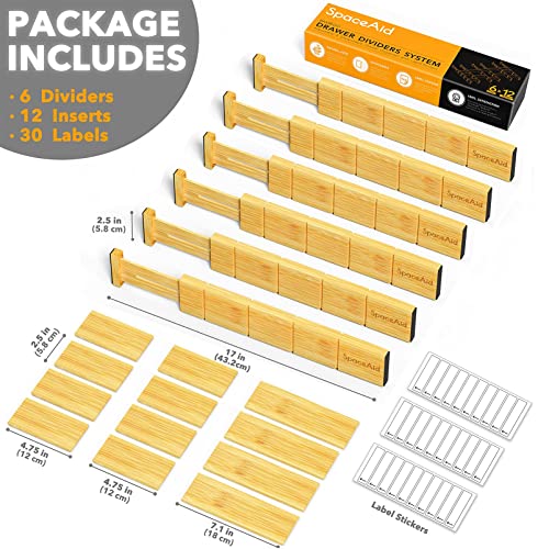 Bamboo Drawer Dividers with Inserts and Labels