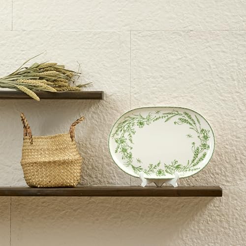 Green Garden Toile De Jouy 16 plus 12 inch Oval Platters Set (2 Count)