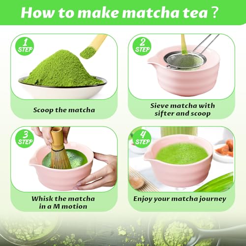 Matcha Set 6 Pcs Matcha Whisk Set with 20 oz Bowl