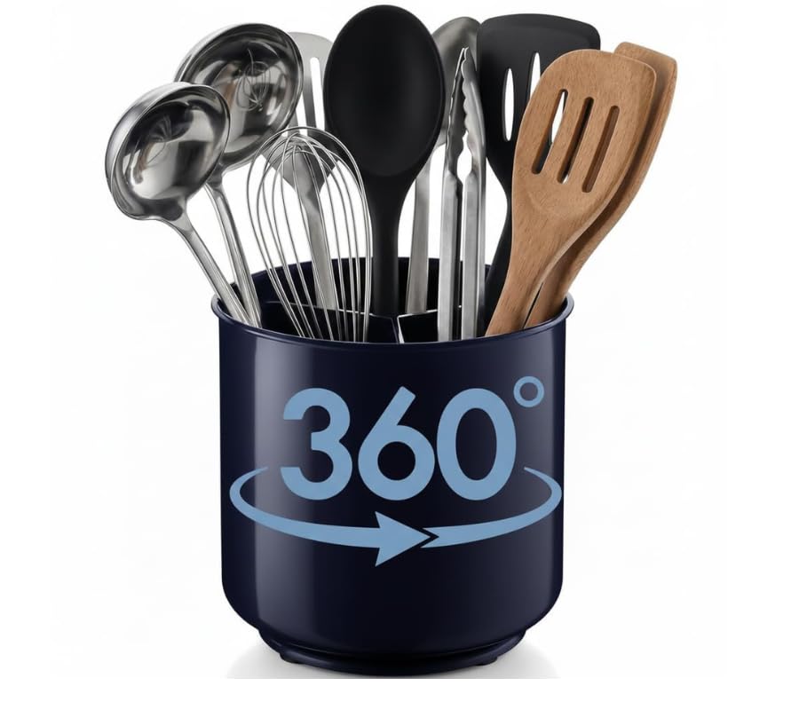Jumbo Plastic Rotating Extra Large Utensil Holder Crock with No