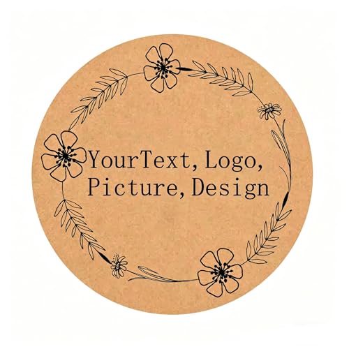 Kraft Paper Custom Stickers Round Labels Personalized with Text (100 Count)