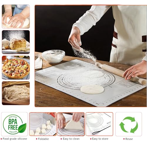 Adjustable Rolling Pin 19 Set and Silicone Baking Pastry Mat Set