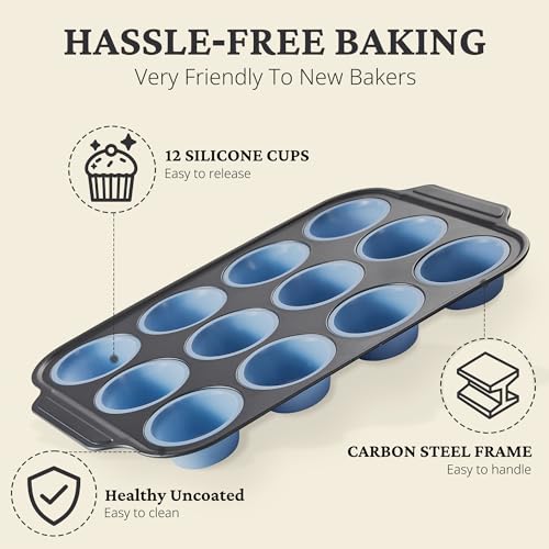 Silicone Muffin Pans for Baking with Metal Frame