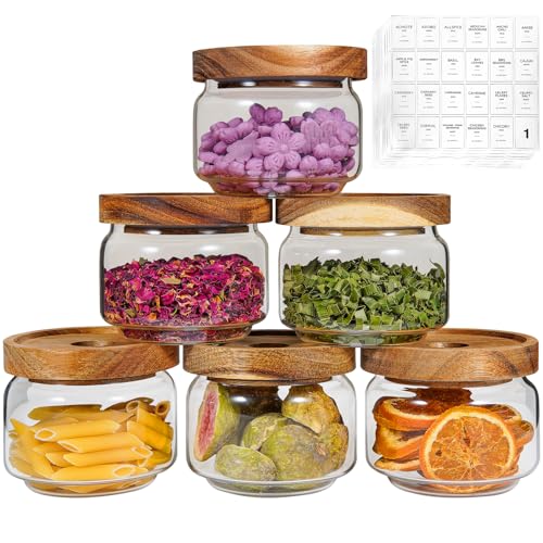 Glass Spice Jar Coffee Sugar Container Airtight Glass Jar Food Storage Canisters Bottle for Kitchen Seasoning Tea Herb Overnight Oats Bar Parfait Snacks