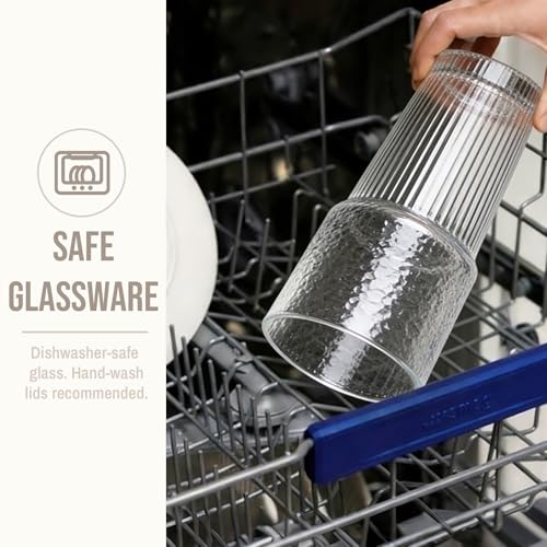 20oz Wave Ribbed & Wavy Glass Tumbler with Lid and Straw