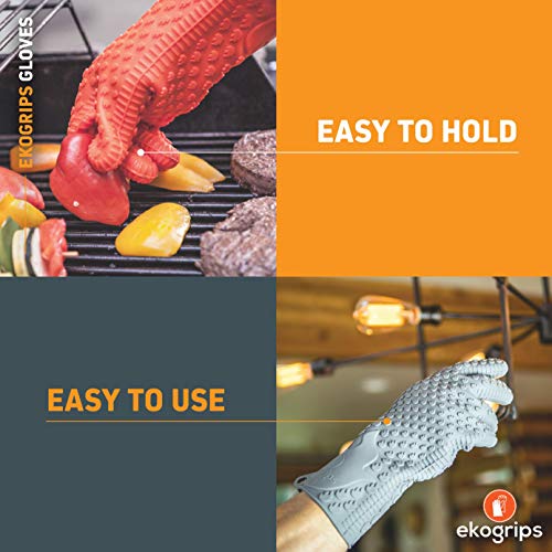 Ekogrips Premium Heat Resistant BBQ Grilling Gloves for Indoor and Outdoor Cooking (2 Count)