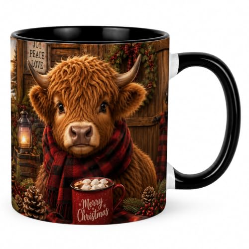 Cozy Christmas Highland Cow Coffee Mug