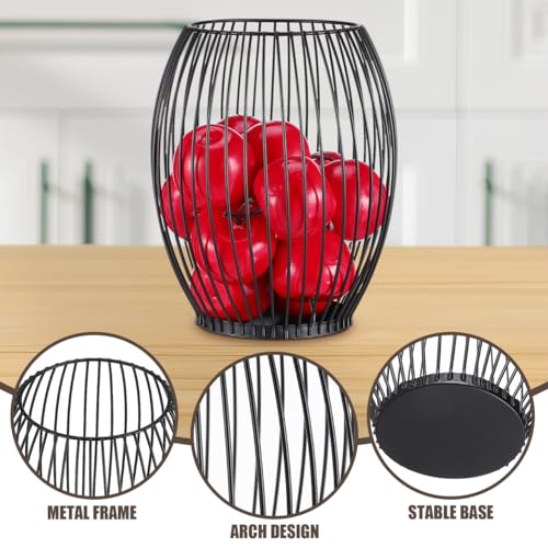 Coffee Pod Holder Wire Basket for Storage Black Metal Fruit Basket for Kitchen Counter Home Office and Hotel 6.10 X 5.31 X 5.31 in Storage Organizer