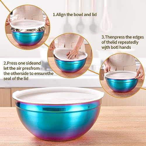 Rainbow Mixing Bowls With Airtight Lids