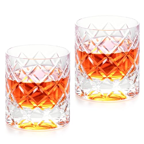 Crystal Whiskey Glasses Set of 2 Hand Blown Old Fashioned Glasses (2 Count)