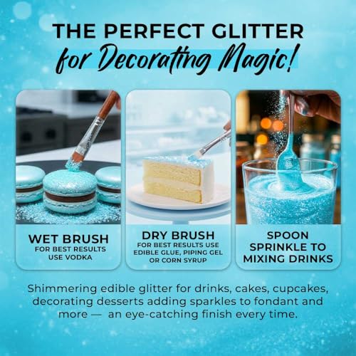 Light Blue Edible Glitter for Drinks 20g