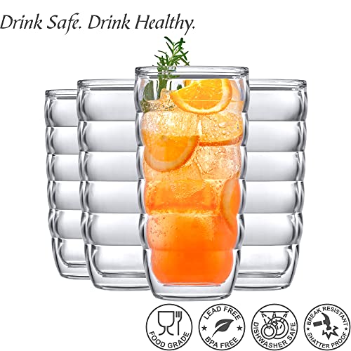 Arctic - 24-Ounce Insulated Plastic Tumblers (Set of 4), Double-Wall Plastic Drinking Glasses, All-Clear High-Balls, Reusable Cups, BPA-Free, Shatter-Proof, Dishwasher-Safe (4 Count)