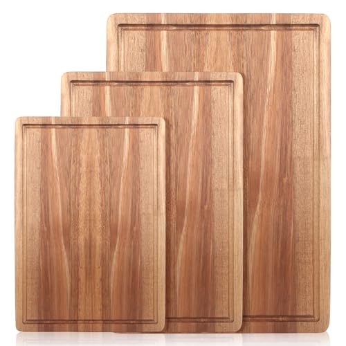 Solid Acacia Wood Cutting Board Set of 3 Wooden Charcuterie Boards Set (3 Count)