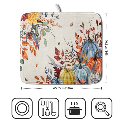 Fall Dish Drying Mat for Kitchen Countertop