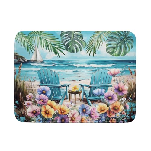 Spring Summer Sea Chair Dish Drying Mat for Kitchen Counter