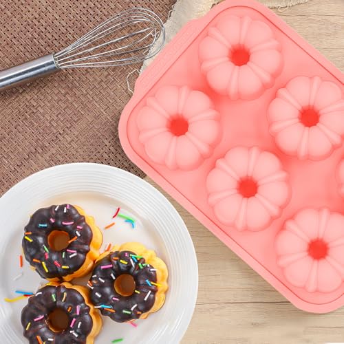 3 Inch Mini Fluted Tube Cake Pans for Baking with Metal Reinforced Frame (2 Count)