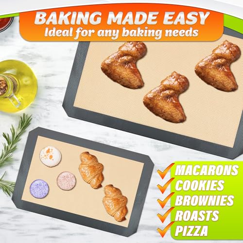3 Pcs Silicone Baking Mat with Reinforced Edges (3 Count)