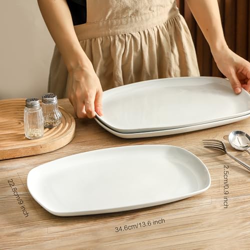 3pcs Ceramic White Serving Platters (3 Count)