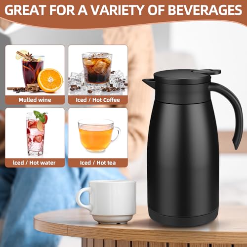 2 Pcs Thermal Coffee Carafe Insulated Stainless Steel Coffee Carafe for Hot Liquid Vacuum Thermal Pot Creamer Pitcher Dispenser with Brushes Keeping Hot Water Milk (2 Count)