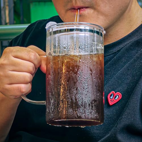 20oz Glass Tumblers with Lids and Straws (2 Count)