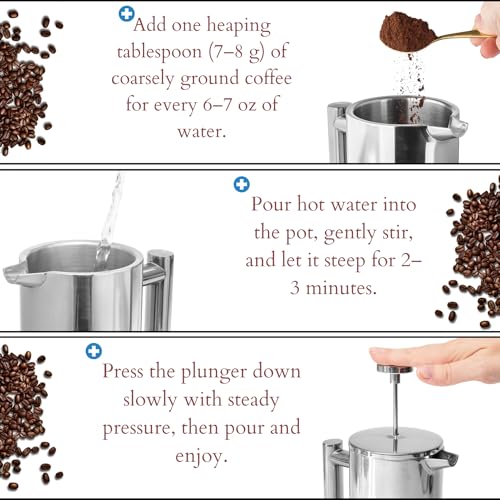 Large French Press Coffee Maker 50Oz Stainless Steel Coffee Press