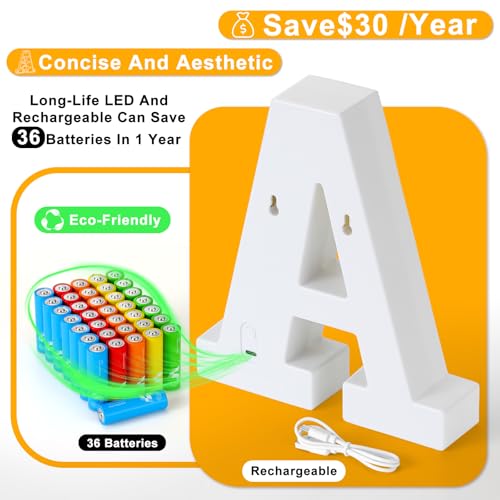 Rechargeable LED Letter Lights Sign Marquee Light Up Letters Sign for Night Light Wedding (27 Count)