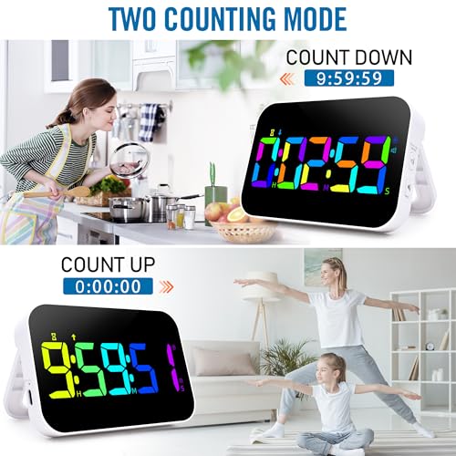 Kitchen Timer （1.5" Number） 10 RGB Color Changing Digital Magnetic Timer