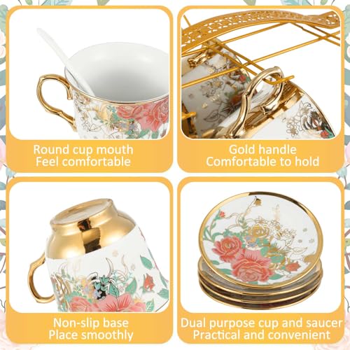 22 Pcs Vintage Porcelain Tea Sets for Adults