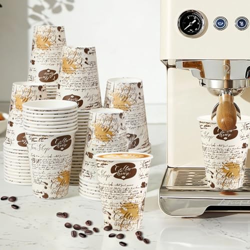 240 Pack 12 oz Disposable Paper Coffee Cups Retro Leak (240 Count)
