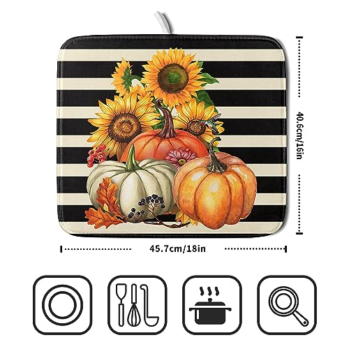 Sunflower Pumpkin Dish Drying Mat for Kitchen Counter