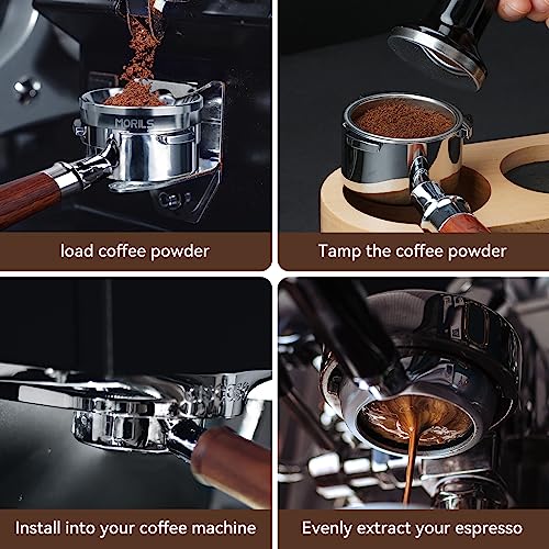 58mm Bottomless Portafilter with Double Shot Filter Basket & Premium Walnutwood Handle