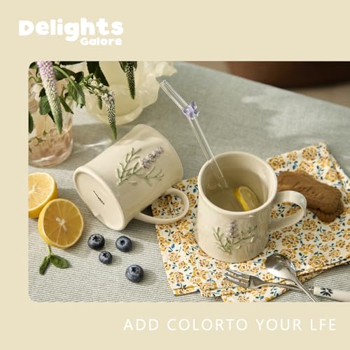 Artisanal Handcrafted Ceramic Mug with Sage Botanical Design
