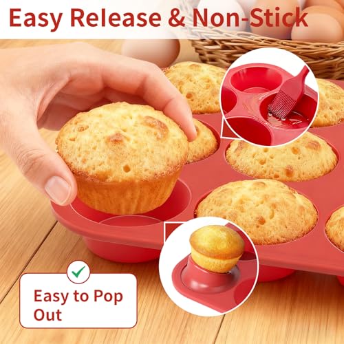 Silicone Muffin Pan with Metal Reinforced Frame (3 Count)