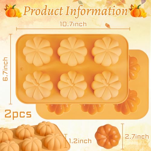 Pumpkin Cake Molds Silicone 3D Pumpkin Cake Cupcake Pan Fall Candy Molds (12 Cavities)