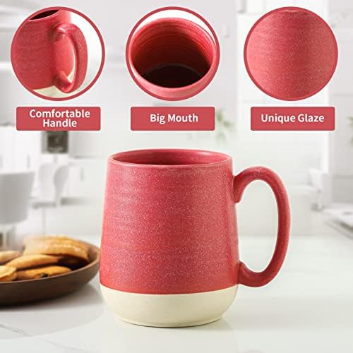 15 Ounce Porcelain Coffee Mugs Set of 4 with Large Handle Perfect for Coffee (4 Count)