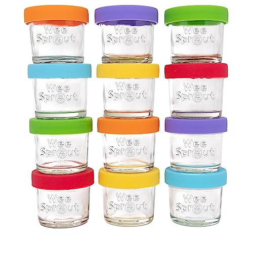 Glass Baby Food Storage Jars with Silicone Lids (12 Count)