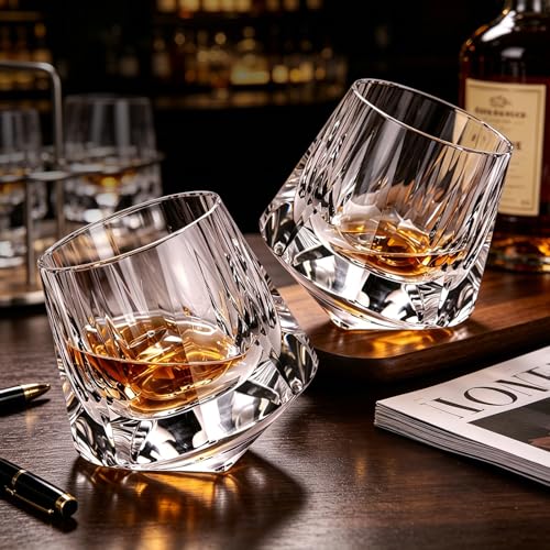 Crystal Whiskey Glasses Set of 2 Old Fashioned Glasses Stemless (2 Count)