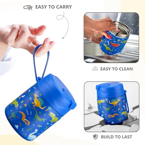 17oz Soup Thermo for Hot Food Kids Insulated Vacuum Food Jar with Stainless Steel Spoon Wide Mouth Thermo Leakproof Lunch Food Container Kids Hot Lunch Box