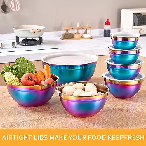 Rainbow Mixing Bowls With Airtight Lids