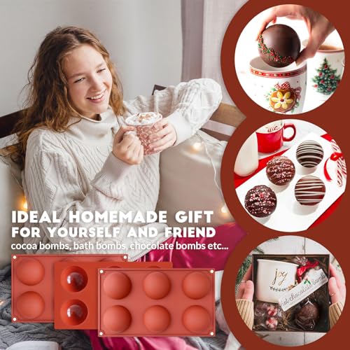 Hot Chocolate Cocoa Bomb Molds Hemisphere Silicone 2.5 Inch 3 Pack