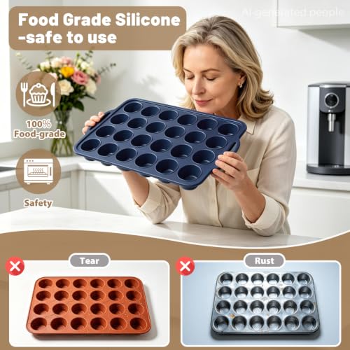 2 Pack Mini Silicone Muffin Pan with Frame (2 Count)