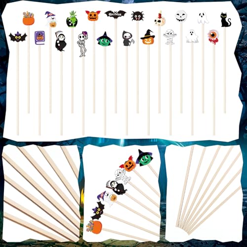 100Pcs Halloween Wooded Coffee Stirrers 7'' Disposable Stir Stick (100 Count)