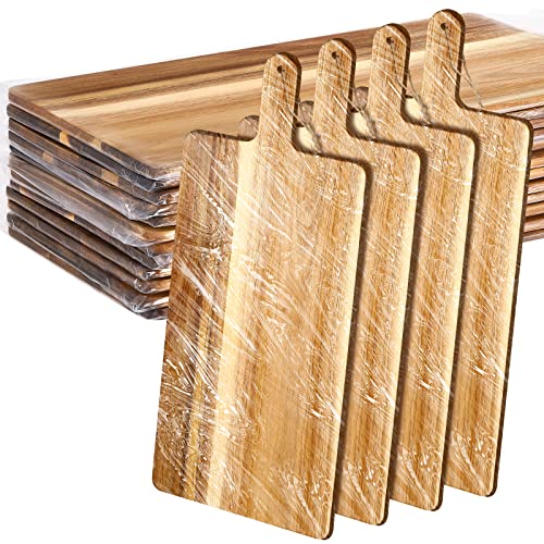 12 Packs Acacia Wood Cutting Board Set with Handles 21.5 x 8.7 Inch Large Kitchen Serving Plain Chopping Board Bulk Gifts for Mom for Vegetables Meat Pizza Cheese Fruit Bread (12 Count)