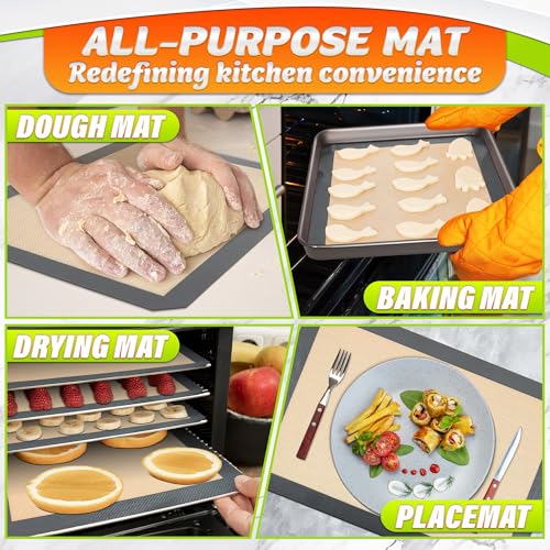 3 Pcs Silicone Baking Mat with Reinforced Edges (3 Count)