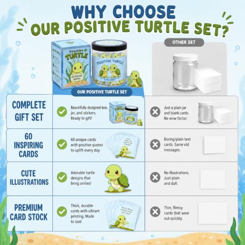 60 Positive Turtle Cards Jar