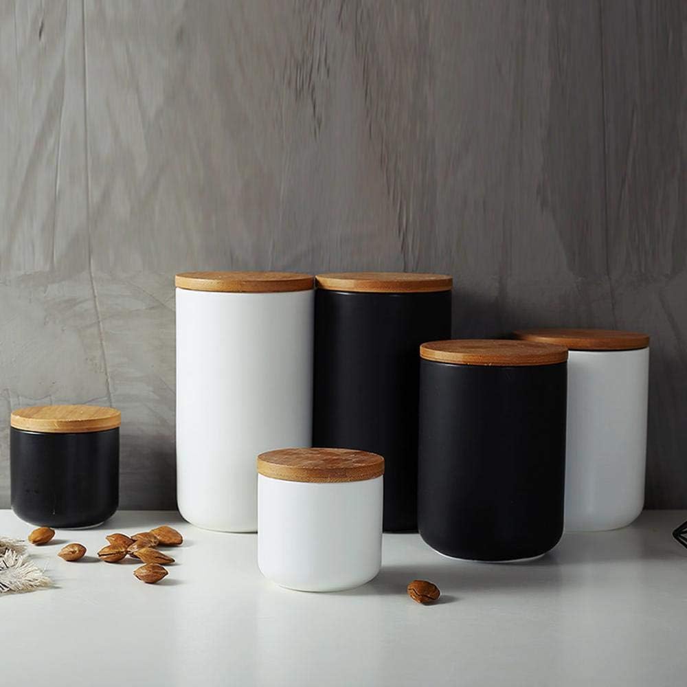 Ceramic Food Storage Jar Canister Modern Design Food Canisters with Airtight Seal Bamboo Lid, Loose Tea Coffee Spice Nuts Snacks Storage Jar Canister (White 27.05oz/800ml)