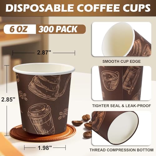6 oz 300 Pack Disposable Paper Cups (300 Count)