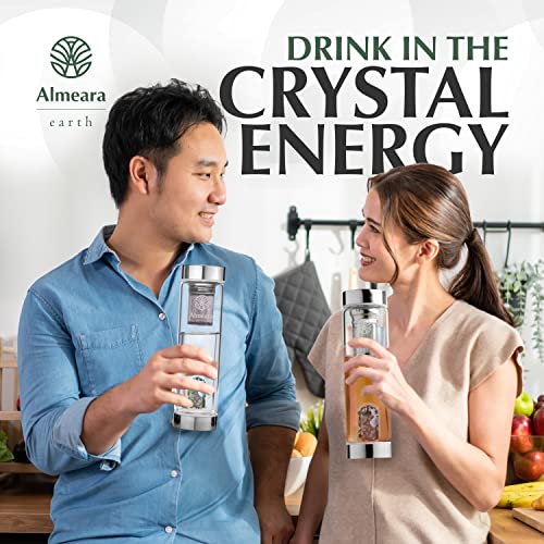 Crystal Water Bottle with Authentic Moss Agate