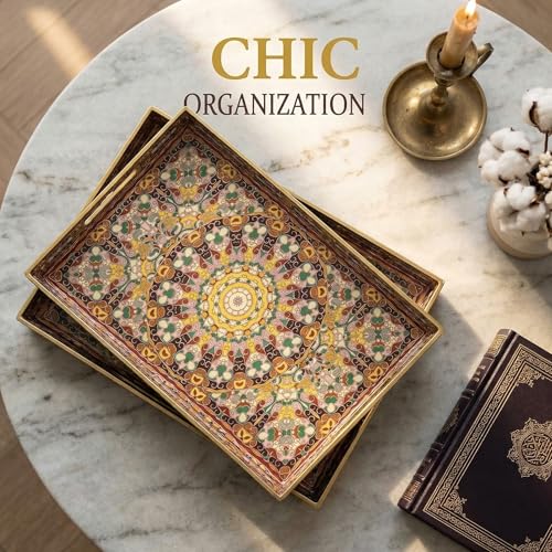 2pcs Boho Red Decorative Serving Tray